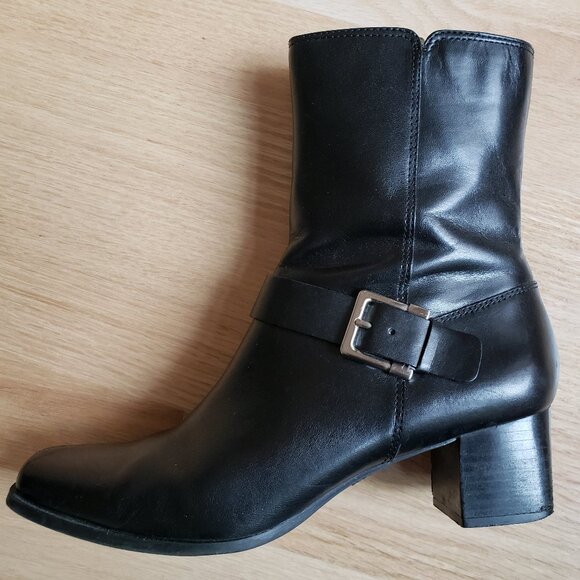 AK Forever Anne Klein I Flex Black Genuine Leather Zip Ankle Boots - Size 8 M - Picture 8 of 12